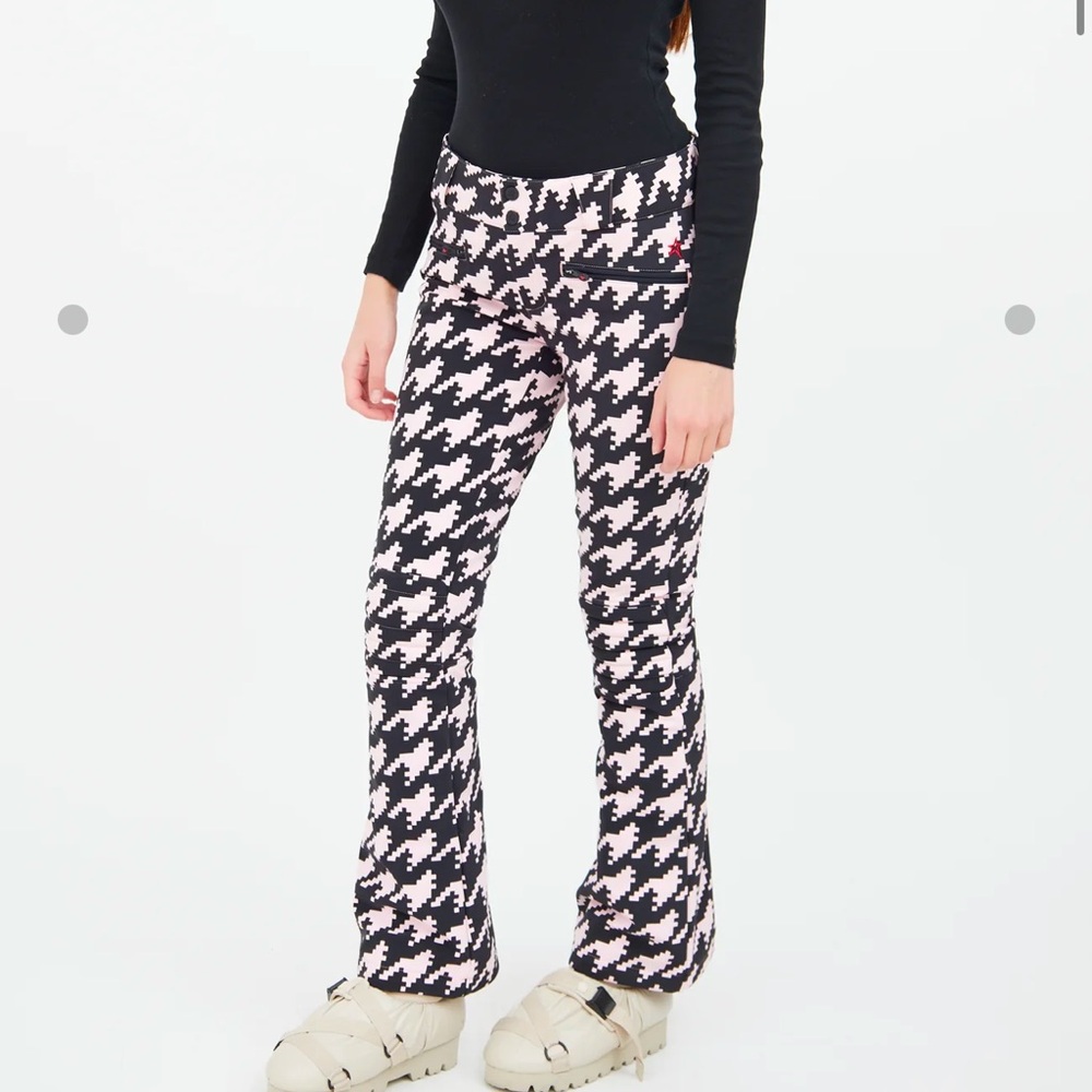 RARE: Perfect Moment Aurora Houndstooth Pink Ski Flare Pants
